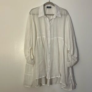 Sweet Lovely by Jen | White gauzy tiered ruffle blouse/top Womens size 3X